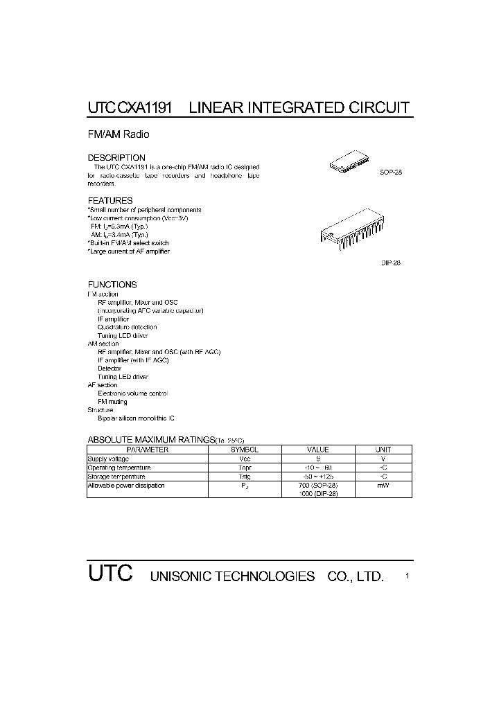 UTCCXA1191_323011.PDF Datasheet