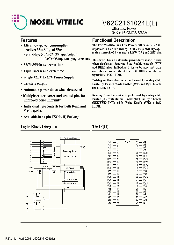 V62C2161024LL-55T_379062.PDF Datasheet