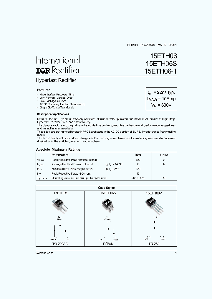 15ETH06_68478.PDF Datasheet Download --- IC-ON-LINE