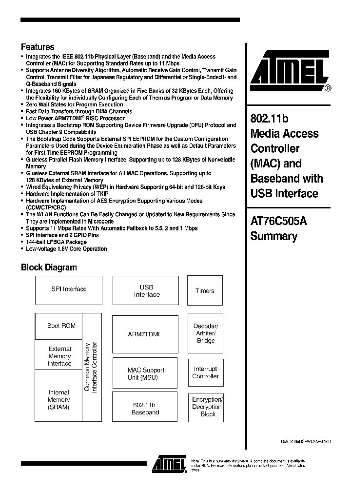 AT76C505A_395674.PDF Datasheet Download --- IC-ON-LINE