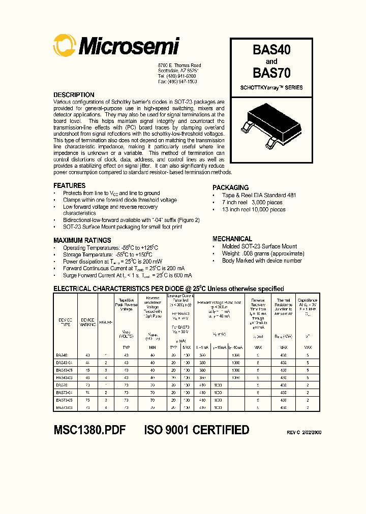 BAS70_402130.PDF Datasheet Download --- IC-ON-LINE