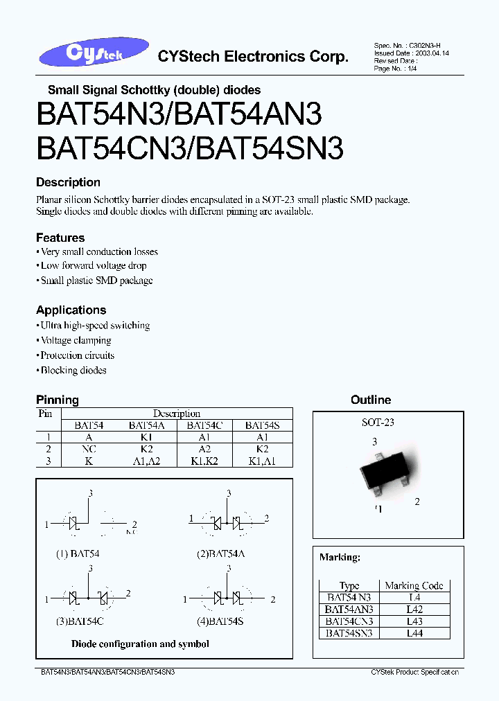 BAT54N3_423161.PDF Datasheet