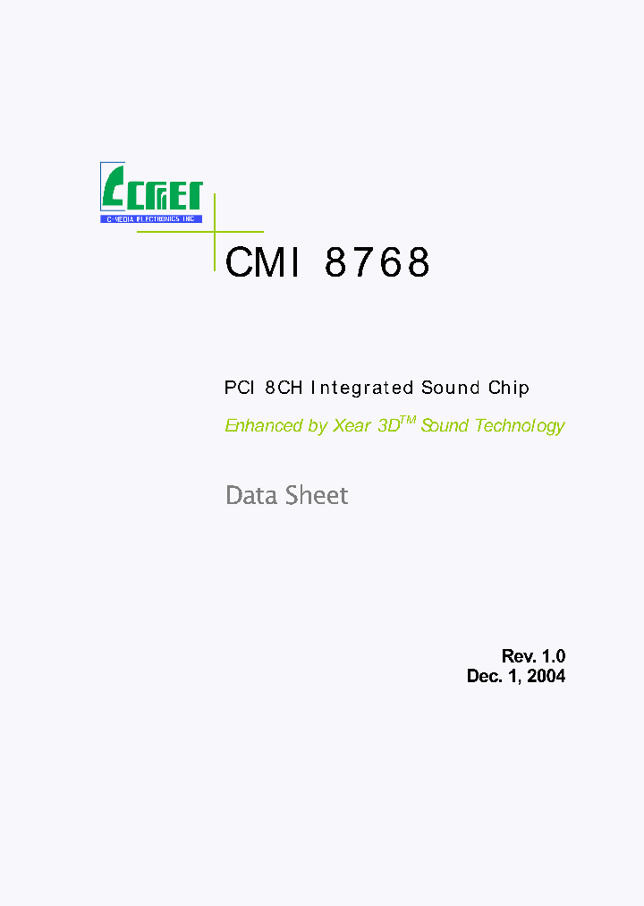 CMI8768_420263.PDF Datasheet Download --- IC-ON-LINE