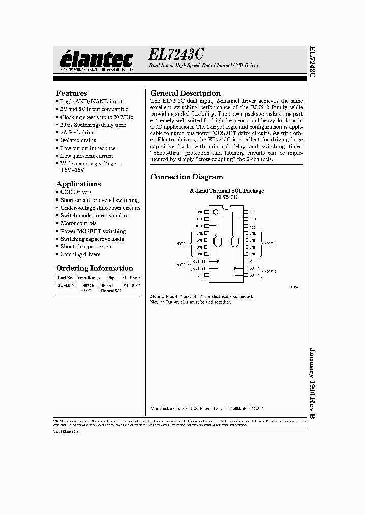 EL7243_140388.PDF Datasheet Download --- IC-ON-LINE
