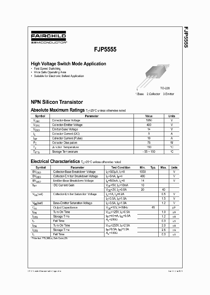 FJP5555_407870.PDF Datasheet Download --- IC-ON-LINE