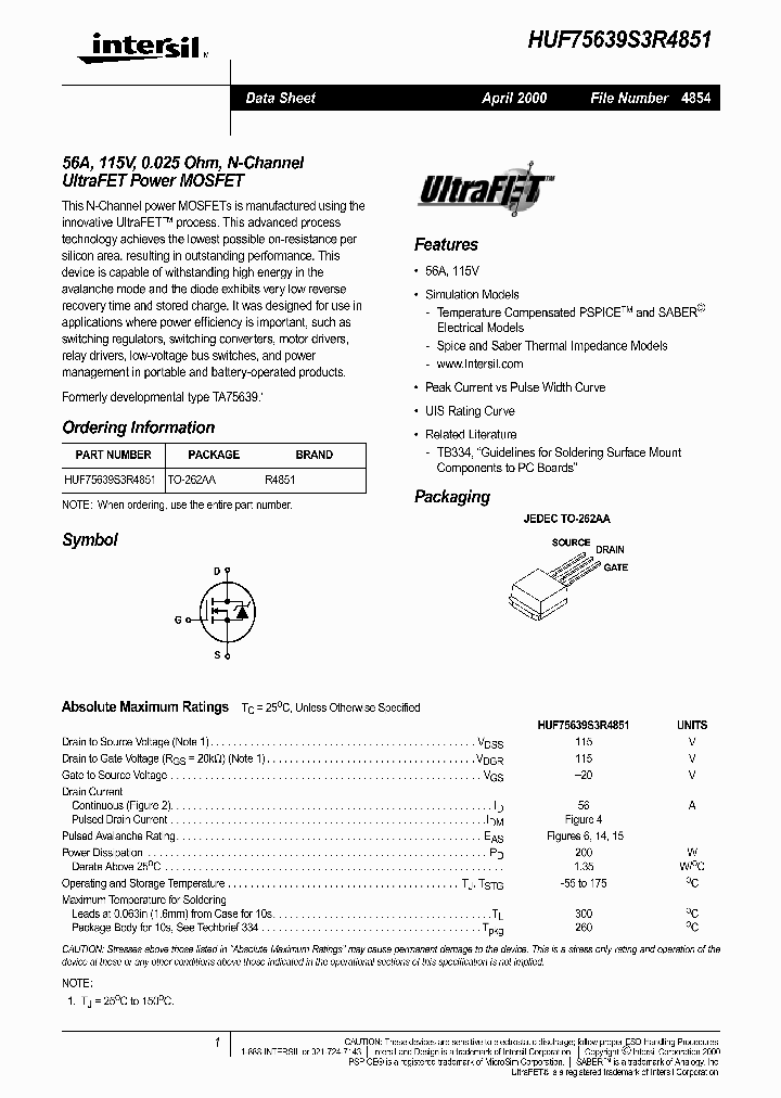 HUF75639S3R4851_322303.PDF Datasheet