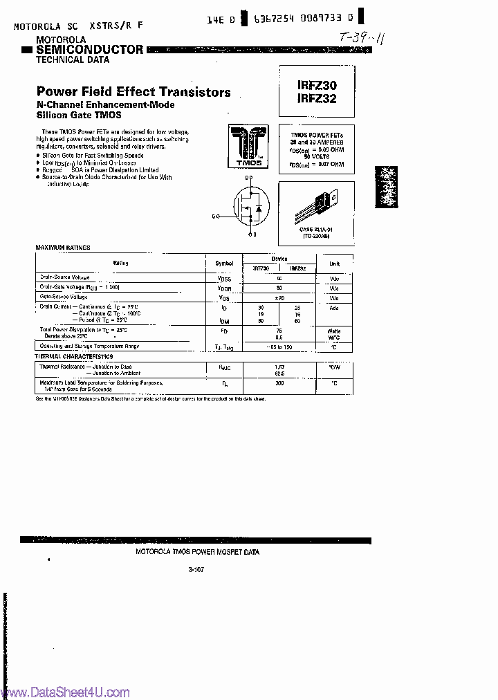 IRFZ32_396835.PDF Datasheet Download --- IC-ON-LINE
