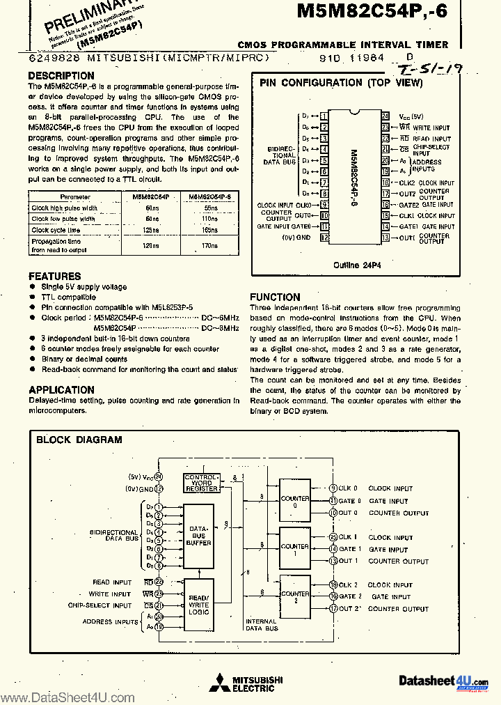M5M82C54_393200.PDF Datasheet