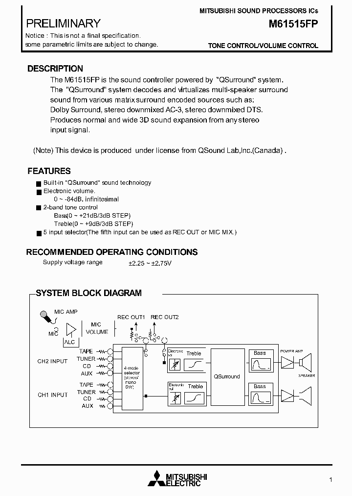 M61515FP_406264.PDF Datasheet Download --- IC-ON-LINE