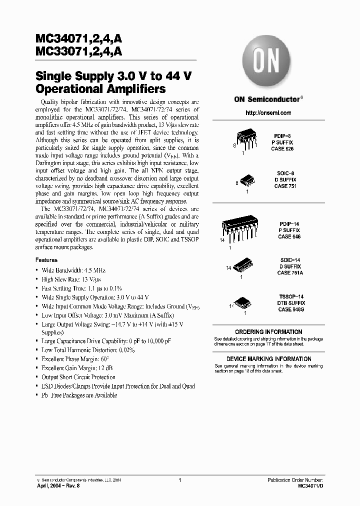 MC33071_400190.PDF Datasheet Download --- IC-ON-LINE