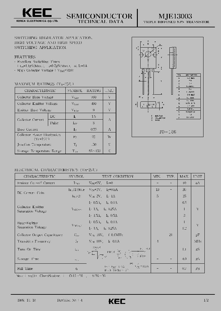 MJE13003_424730.PDF Datasheet Download