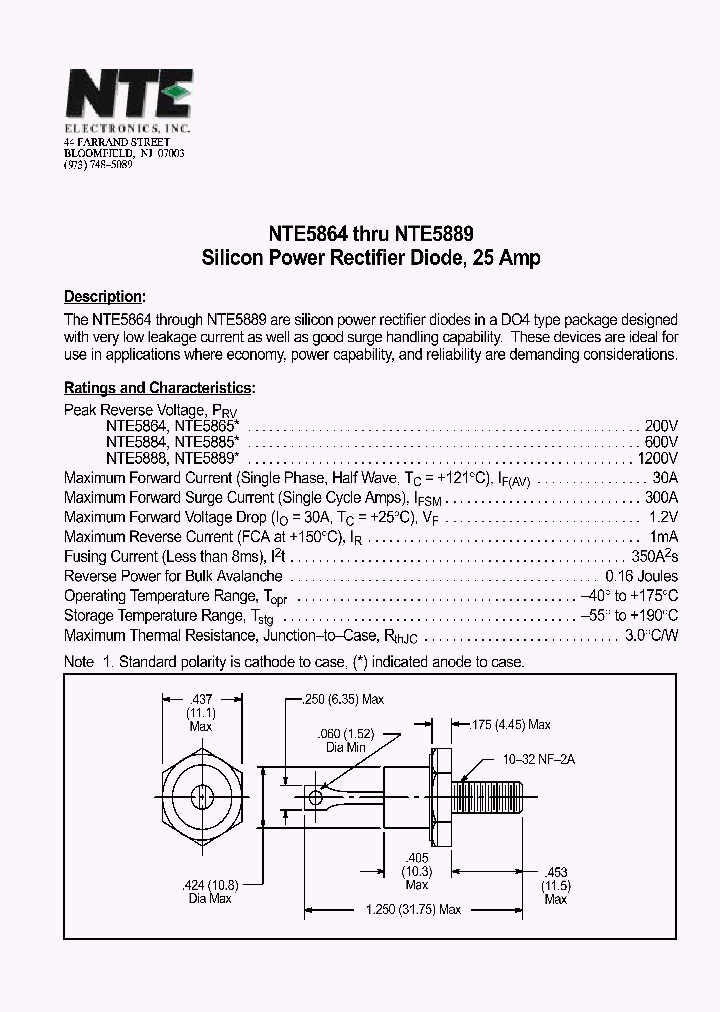 NTE5864_184448.PDF Datasheet Download