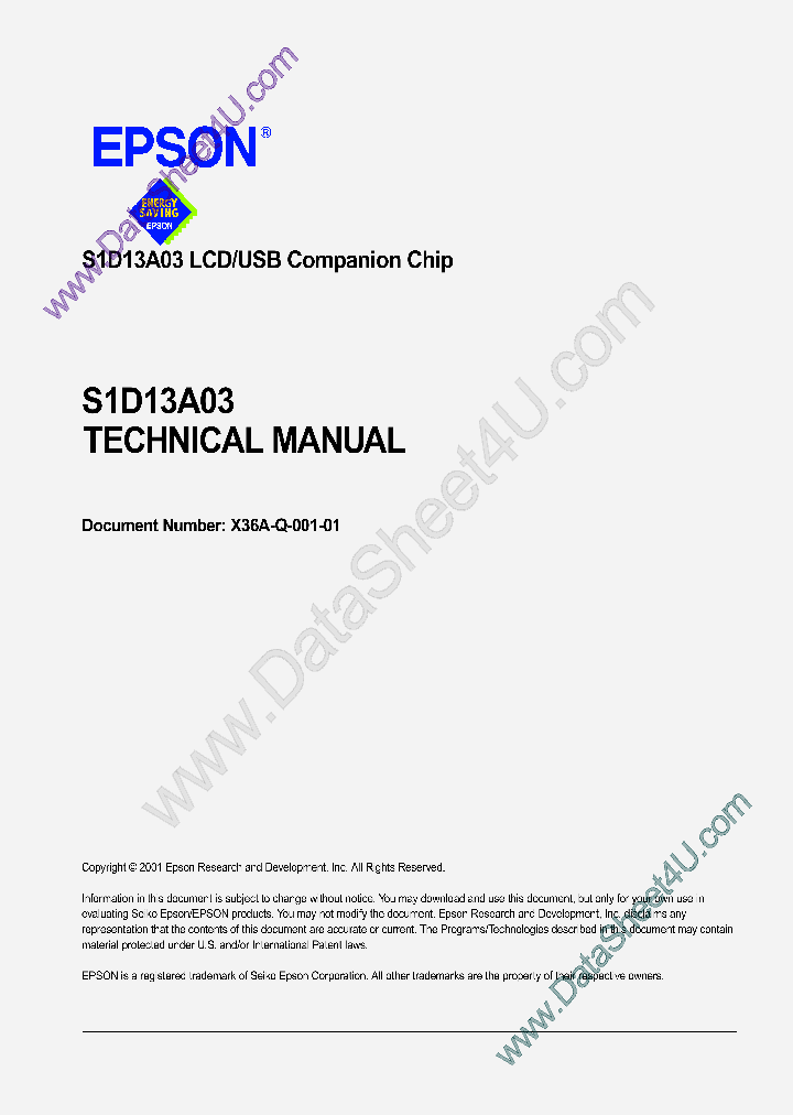 S1D13A03_402691.PDF Datasheet Download --- IC-ON-LINE