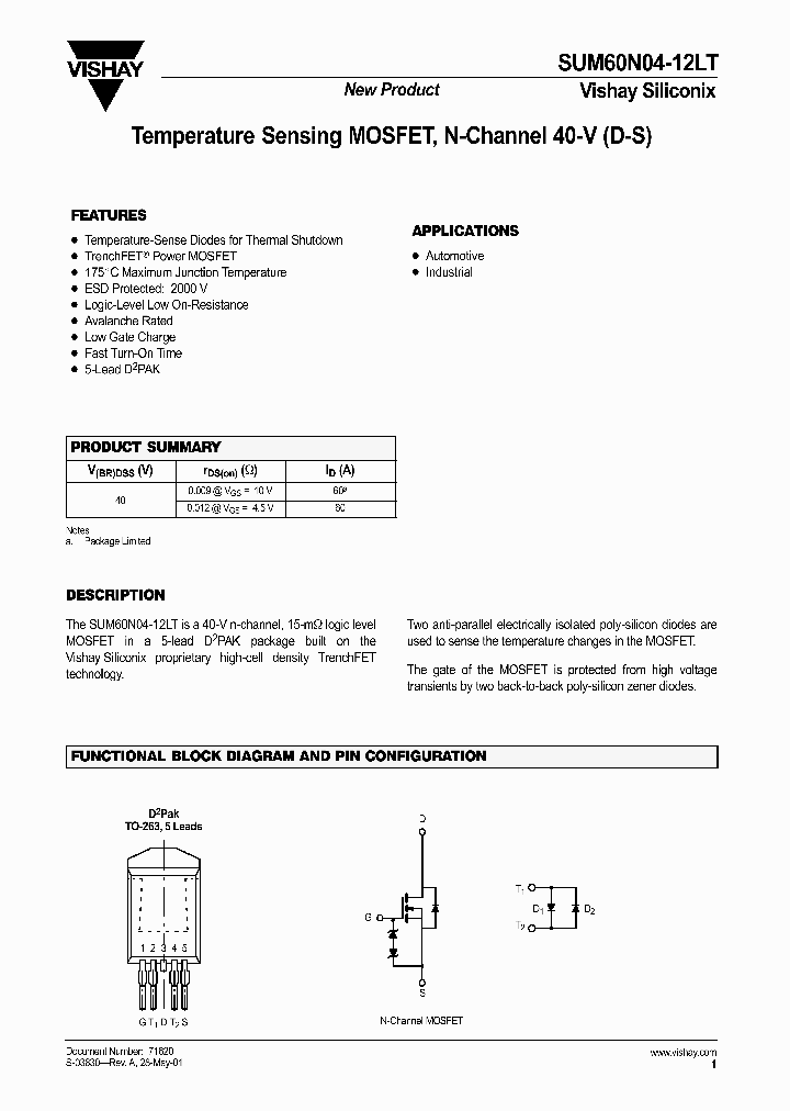 Sum60n04 12lt Pdf Datasheet Download Ic On Line