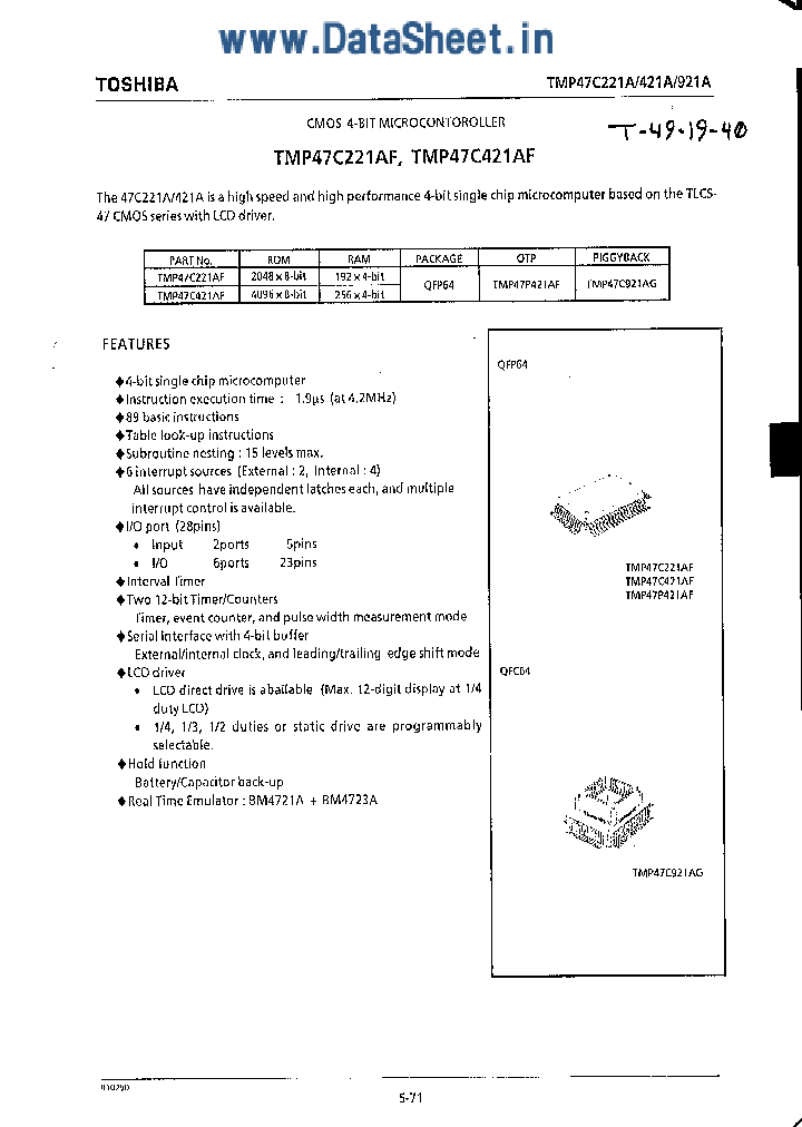 TMP47C221AF_422747.PDF Datasheet