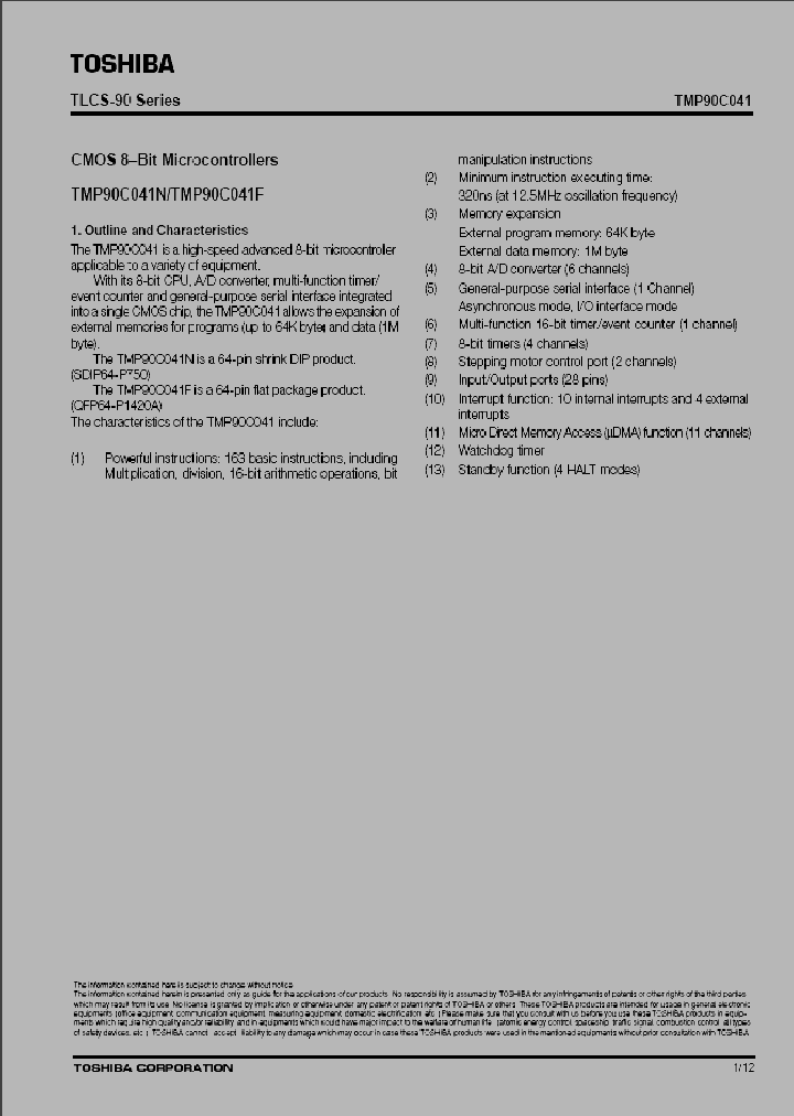 TMP90C041F_401577.PDF Datasheet