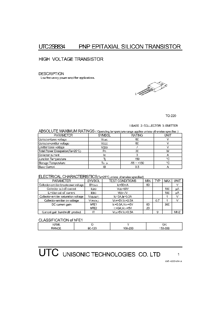 UTC2SB834_434108.PDF Datasheet