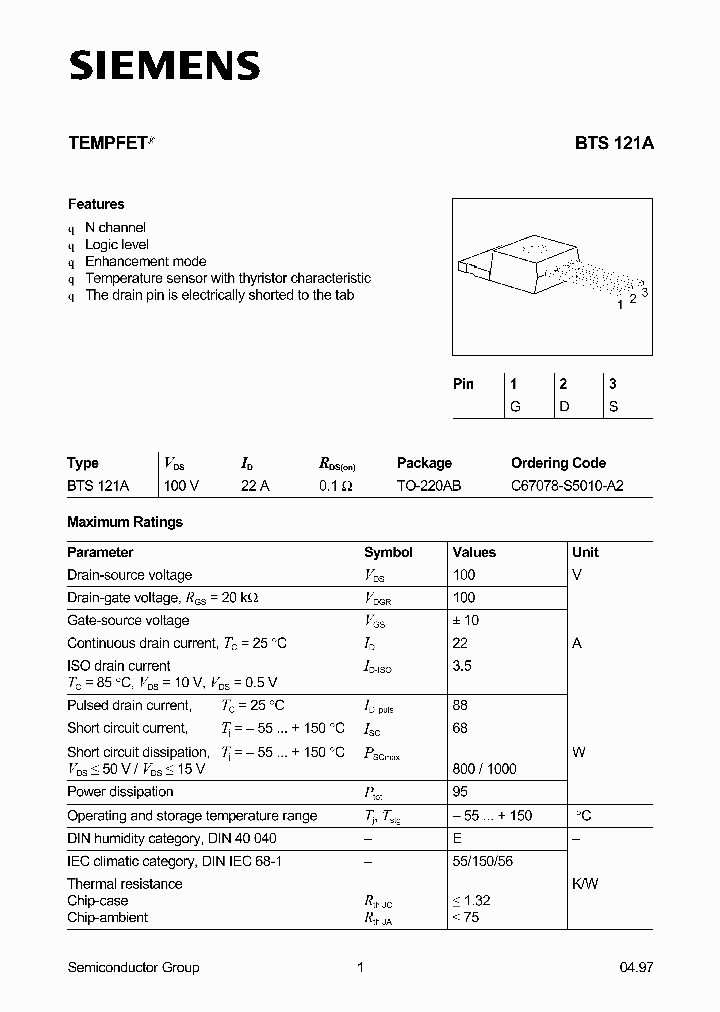 BTS121A_484912.PDF Datasheet Download --- IC-ON-LINE
