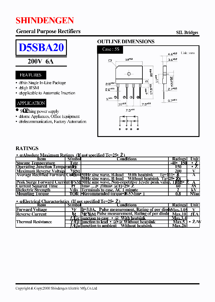 D5SBA20_478208.PDF Datasheet Download --- IC-ON-LINE