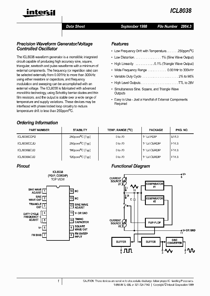 ICL8038_154399.PDF Datasheet Download
