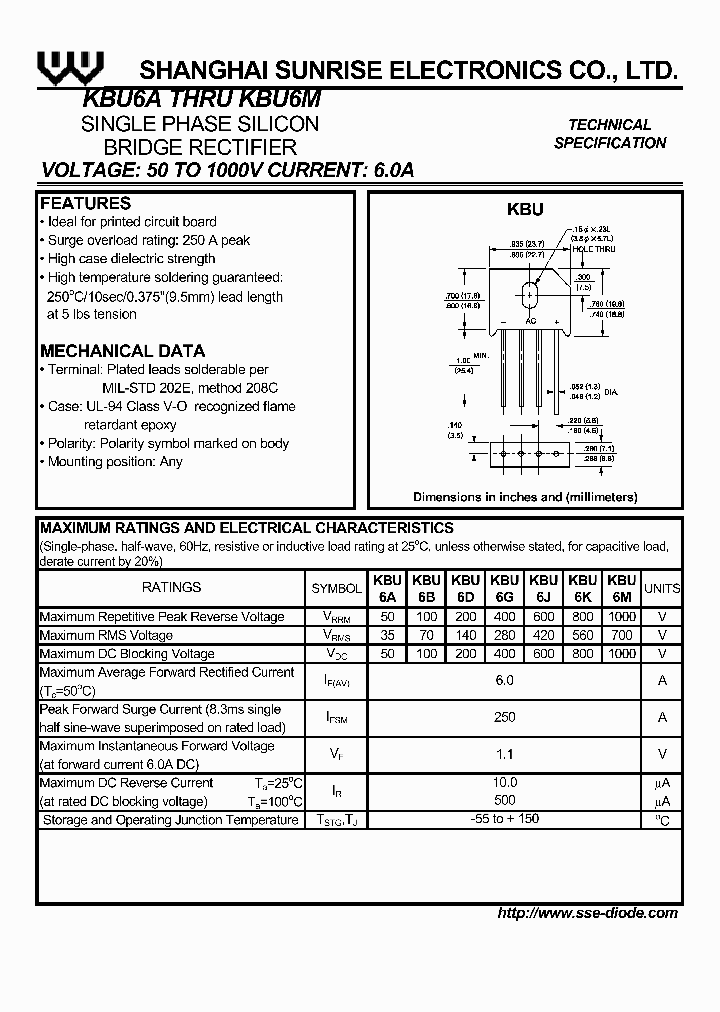 KBU6B_437421.PDF Datasheet Download --- IC-ON-LINE