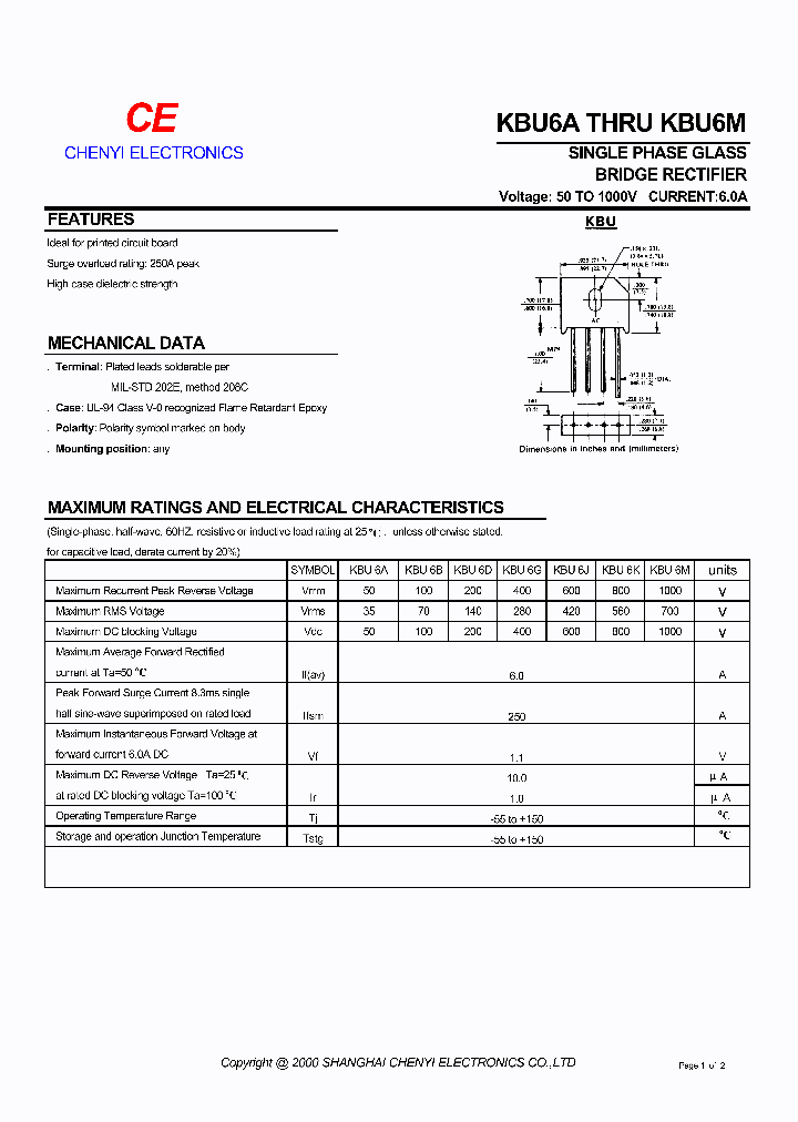 KBU6B_437422.PDF Datasheet Download --- IC-ON-LINE