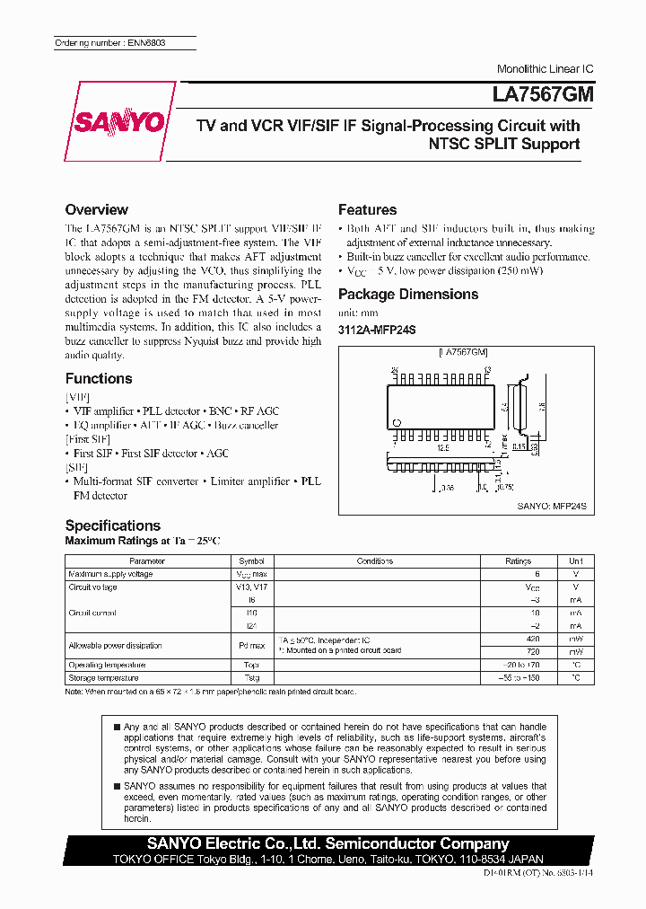 LA7567GM_480544.PDF Datasheet Download --- IC-ON-LINE