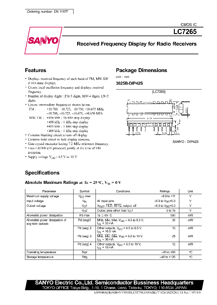 LC7265_27859.PDF Datasheet Download --- IC-ON-LINE