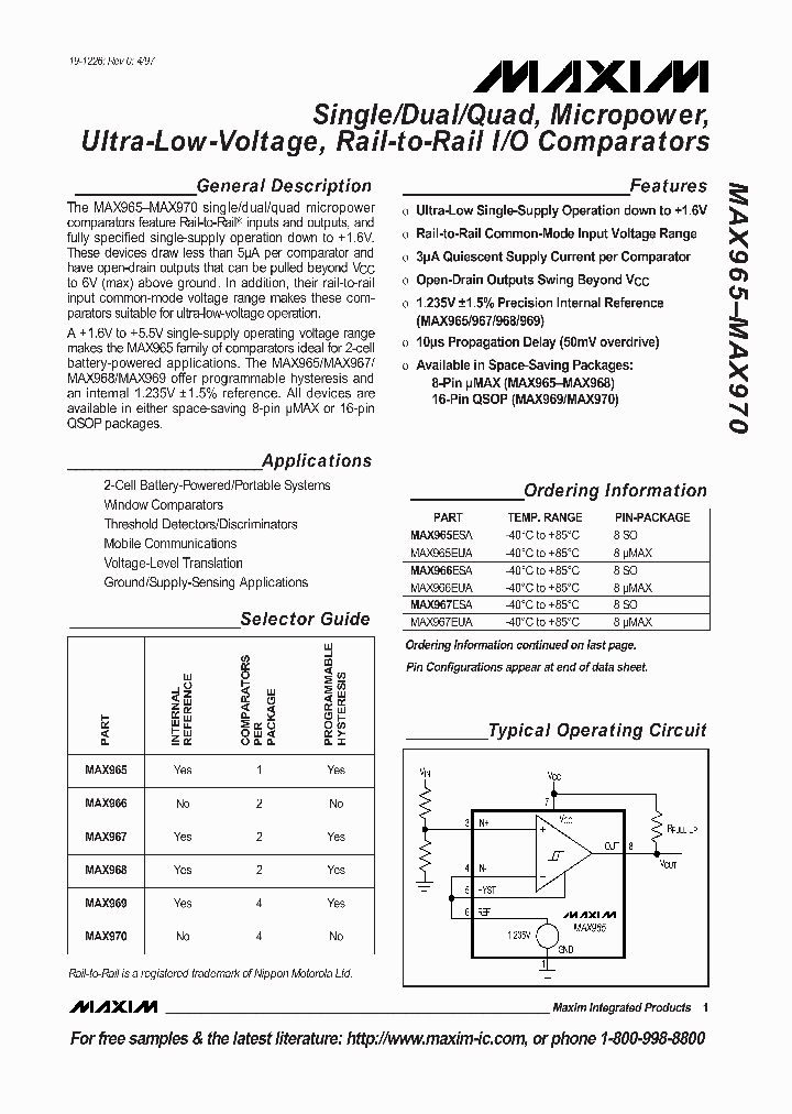 MAX969EEE_49253.PDF Datasheet Download --- IC-ON-LINE