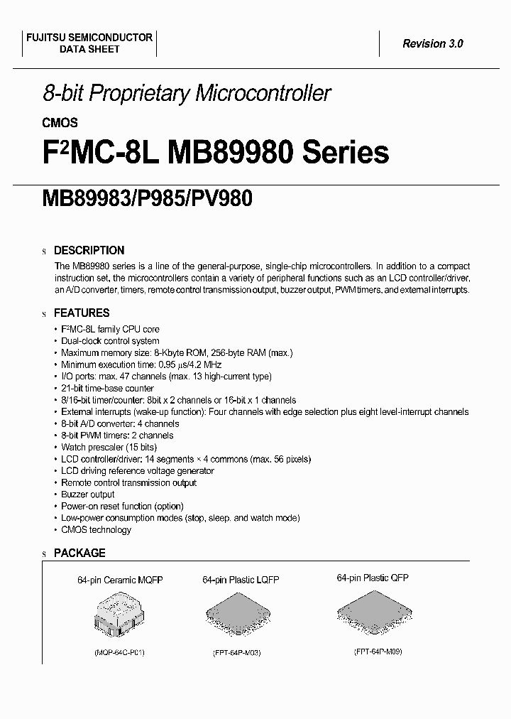 MB8998X 466254 PDF Datasheet Download  IC ON LINE 