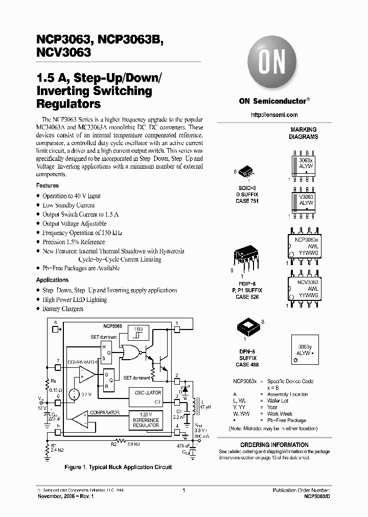 NCP3063_445674.PDF Datasheet Download --- IC-ON-LINE