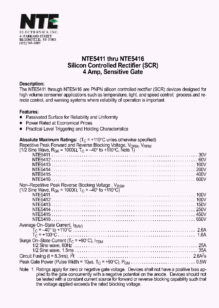 NTE5411_162715.PDF Datasheet