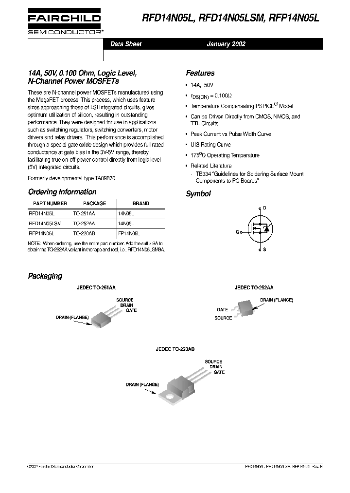 RFD14N05LSM_45330.PDF Datasheet