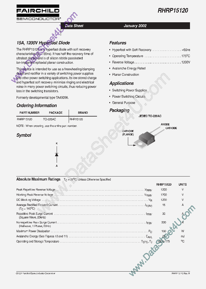 RHR15120_451002.PDF Datasheet Download --- IC-ON-LINE