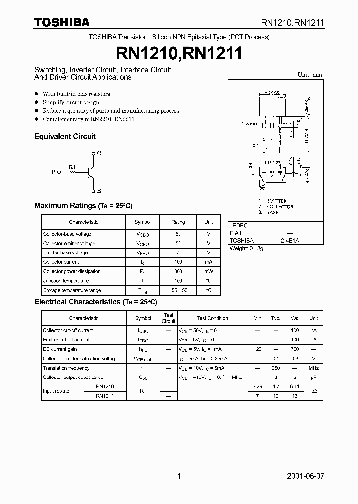 RN1211_458042.PDF Datasheet Download --- IC-ON-LINE