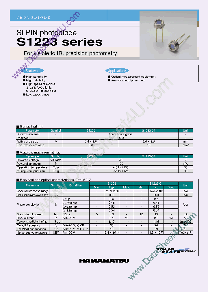S1223_469795.PDF Datasheet Download --- IC-ON-LINE