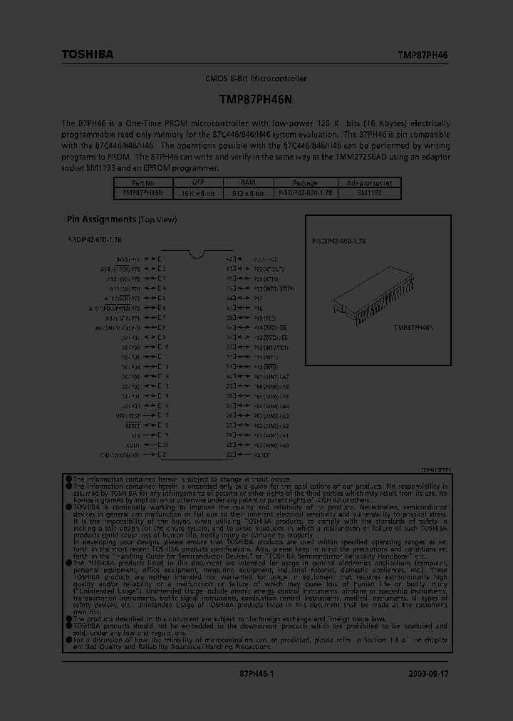 TMP87PH46N_420116.PDF Datasheet