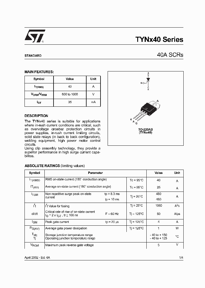 TYN1040_61855.PDF Datasheet