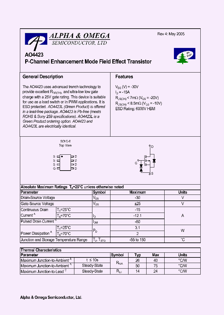 AO4423_538126.PDF Datasheet Download --- IC-ON-LINE