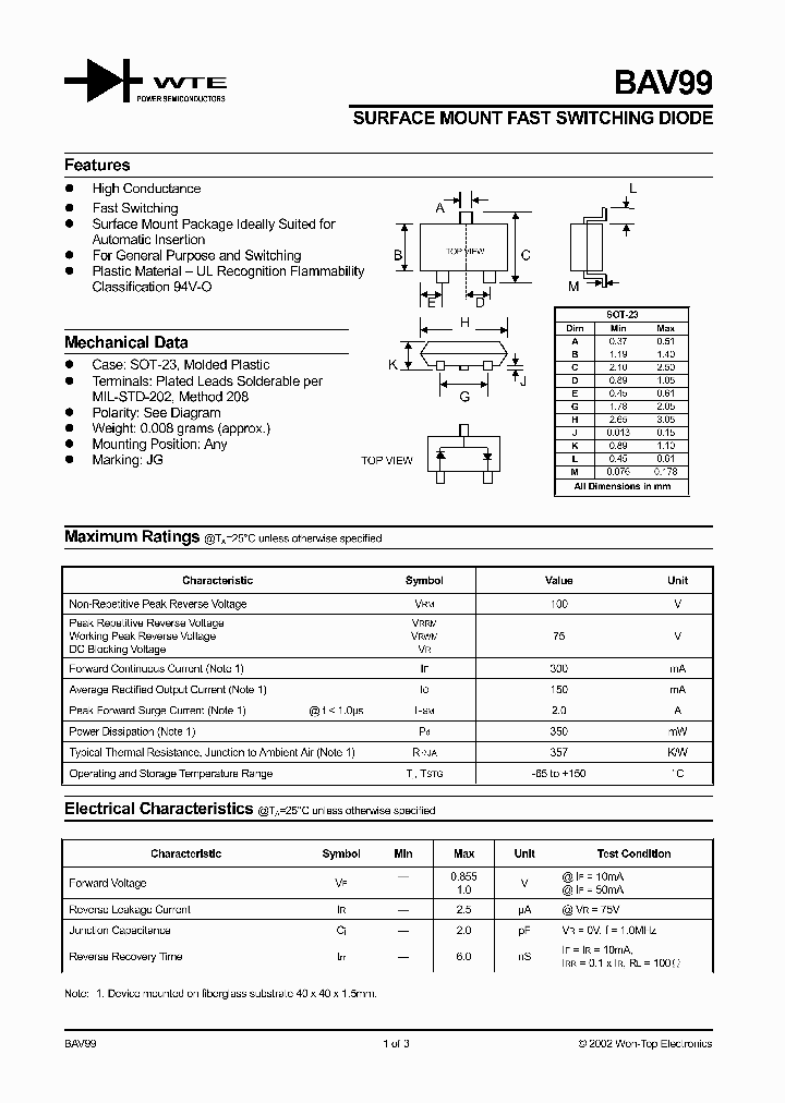 BAV99-T1_488437.PDF Datasheet Download --- IC-ON-LINE