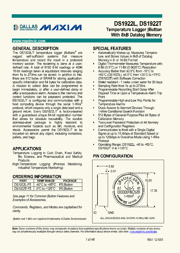 DS1922T-F5_523441.PDF Datasheet