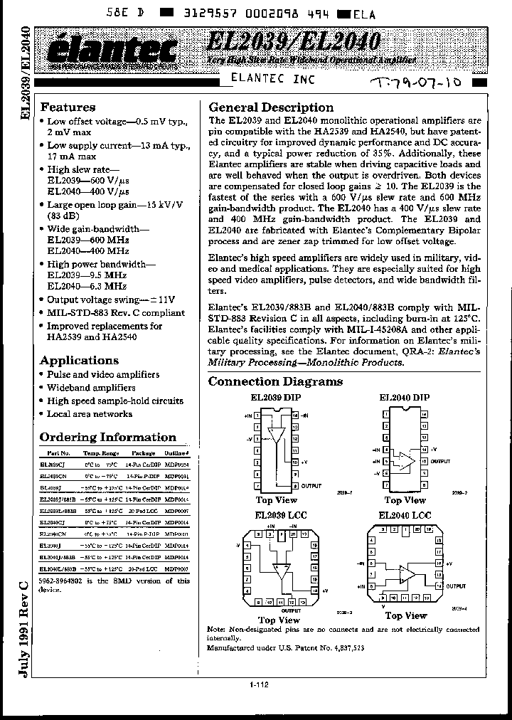 EL2040_539020.PDF Datasheet Download --- IC-ON-LINE