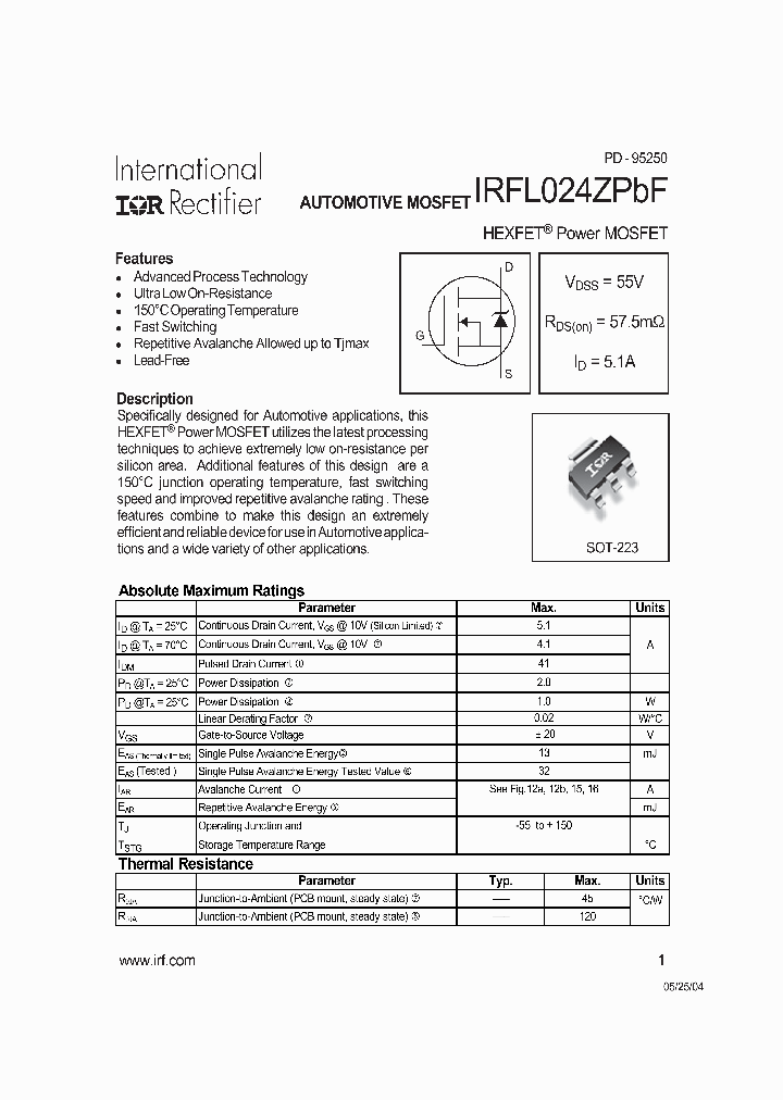 IRFL024ZPBF_549132.PDF Datasheet