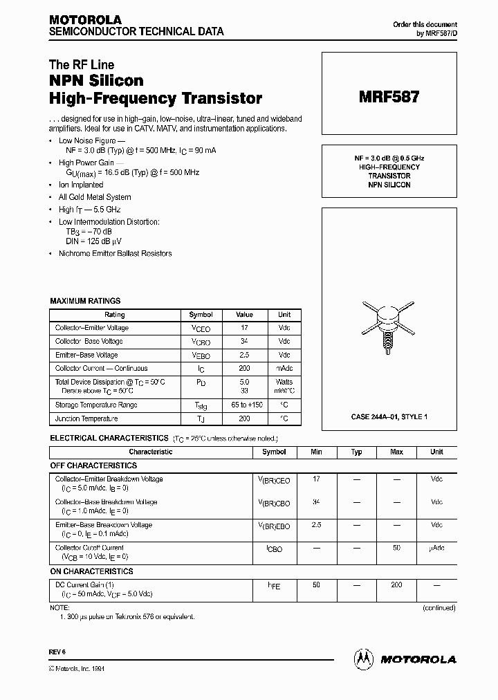 MRF587_525542.PDF Datasheet