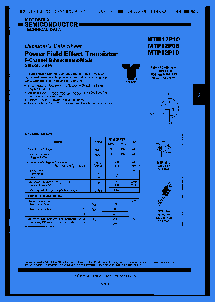 Mtm12p10 Pdf Datasheet Download Ic On Line
