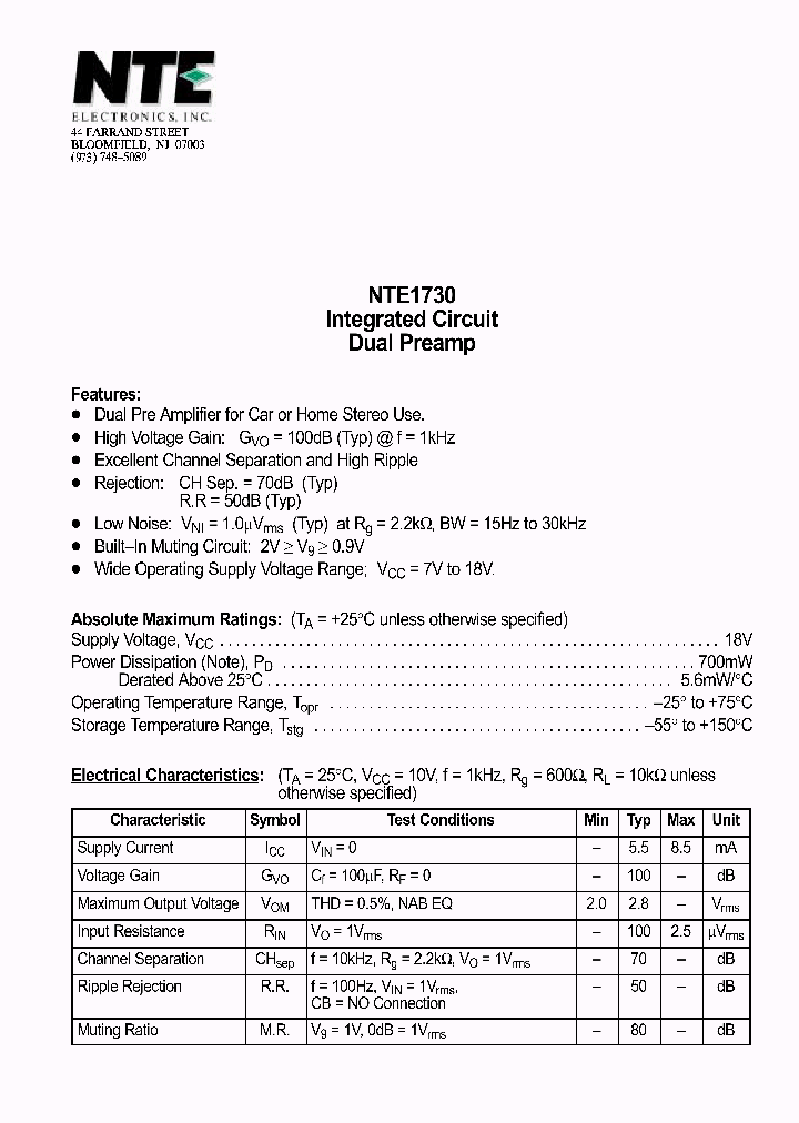 NTE1730_537304.PDF Datasheet