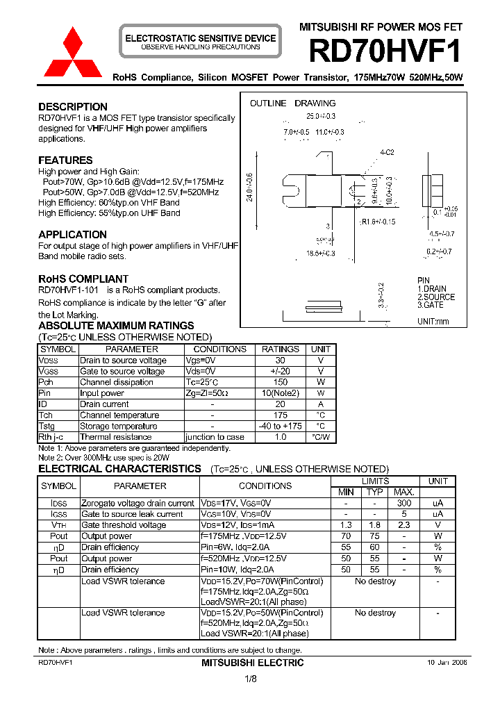 RD70HVF1_493588.PDF Datasheet Download --- IC-ON-LINE