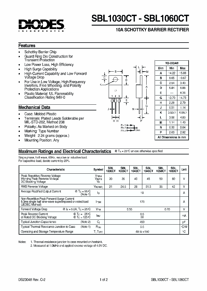 SBL1045CT_508227.PDF Datasheet Download --- IC-ON-LINE