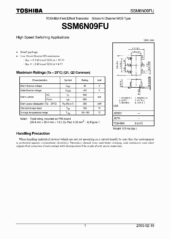 SSM6N09FU_529920.PDF Datasheet