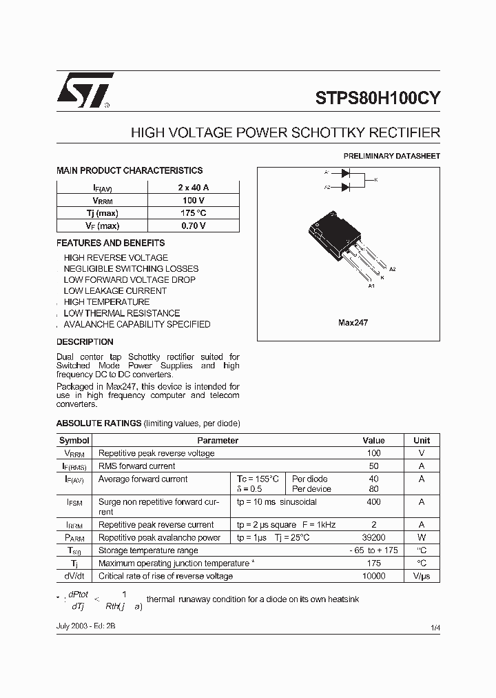 STPS80H100C_515809.PDF Datasheet